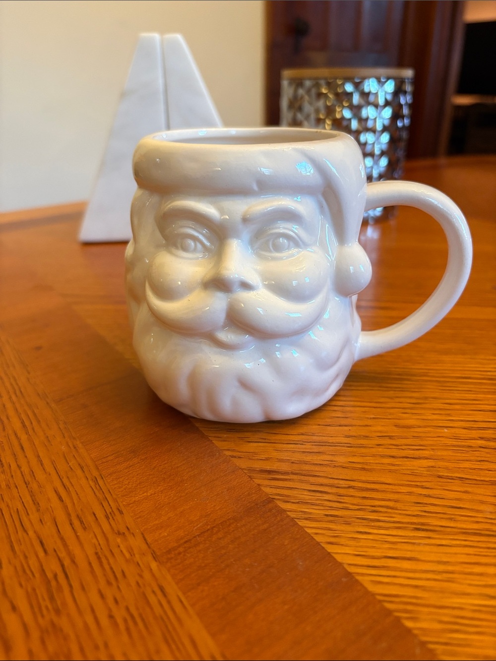 White Santa Face Ceramic Mug - Festive Holiday Drinkware